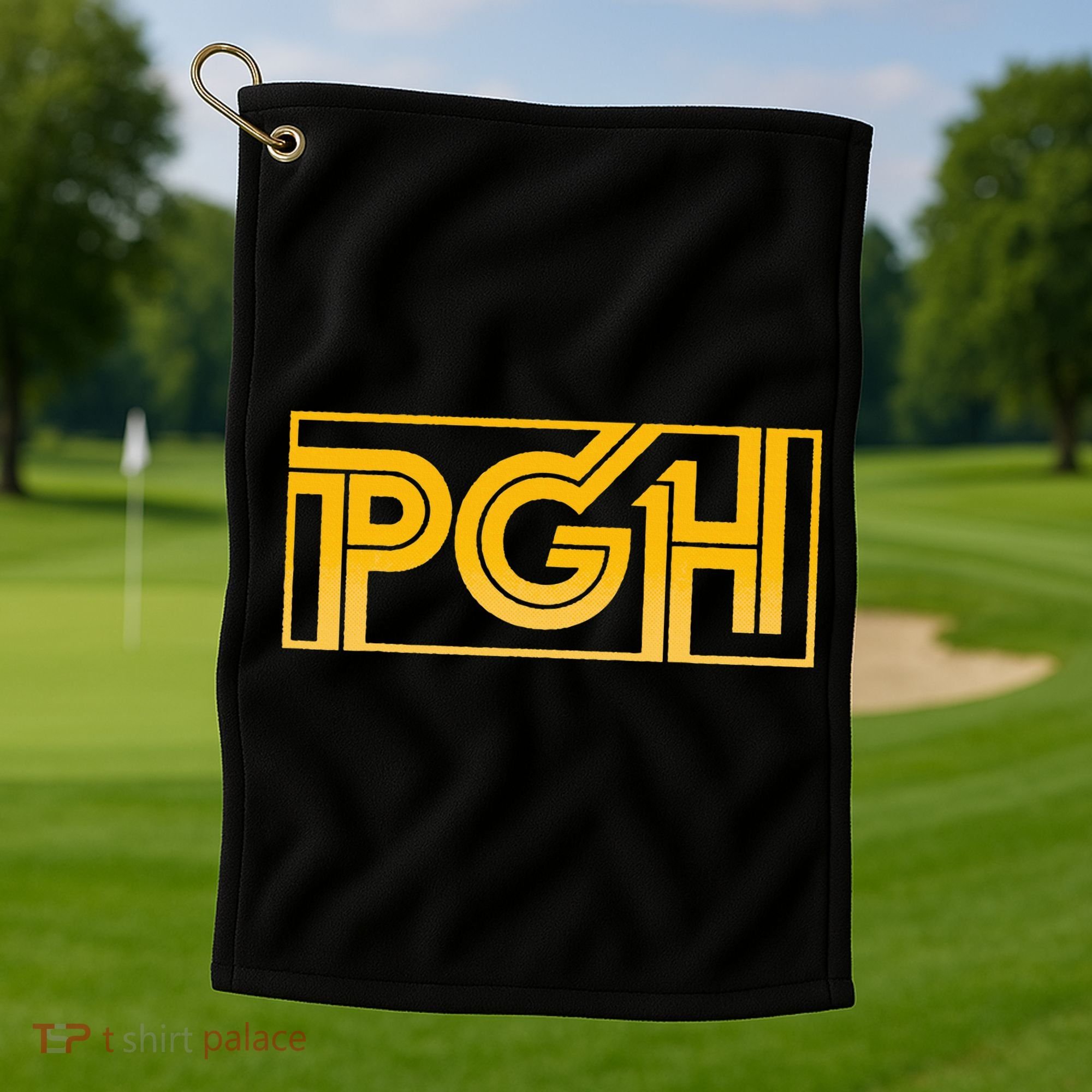 Retro Pgh Yellow Pittsburgh Box Logo Golf Towel