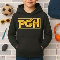 Retro Pgh Yellow Pittsburgh Box Logo Kids Hoodie thumb 2