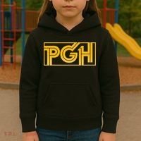 Retro Pgh Yellow Pittsburgh Box Logo Kids Hoodie thumb 3