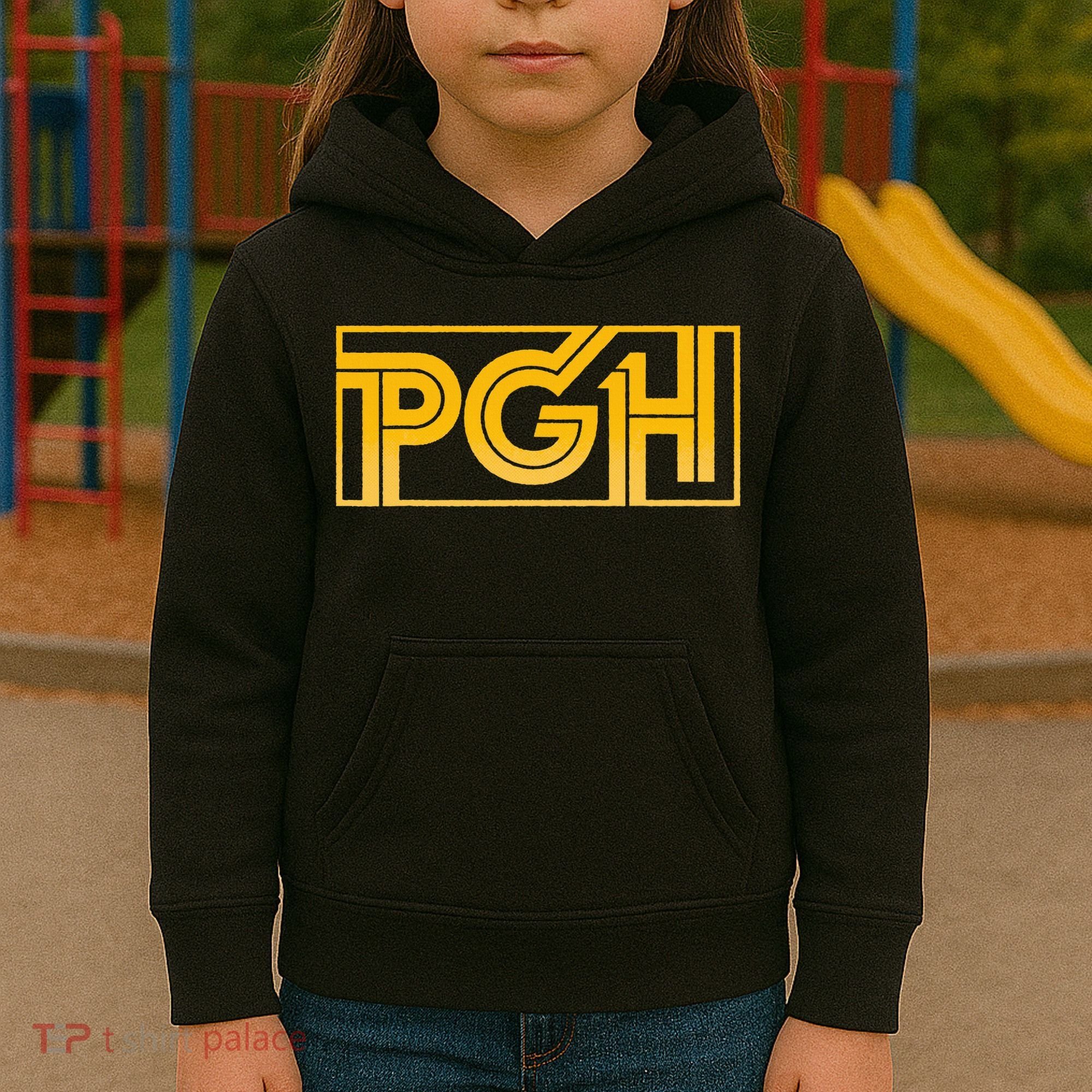 Retro Pgh Yellow Pittsburgh Box Logo Kids Hoodie