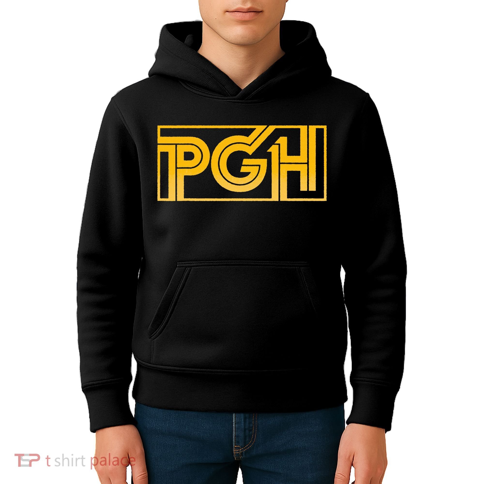 Retro Pgh Yellow Pittsburgh Box Logo Kids Hoodie