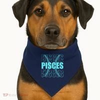 Retro Pisces Zodiac Symbol USA-Made Doggie Bandana thumb 1