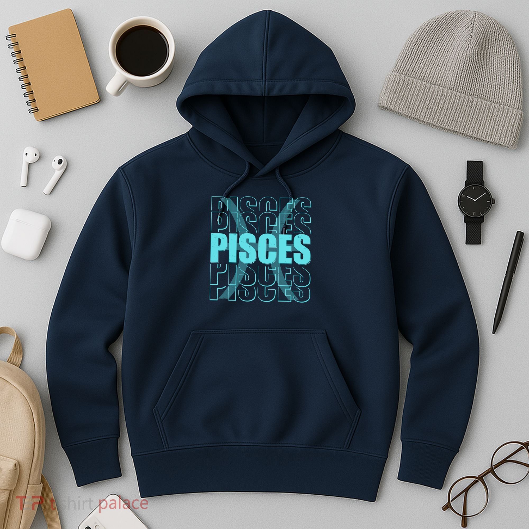 Retro Pisces Zodiac Symbol Hoodie