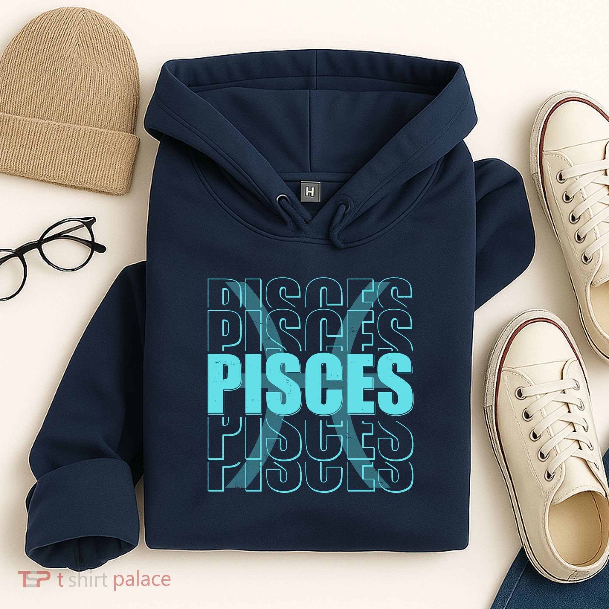 Retro Pisces Zodiac Symbol Hoodie