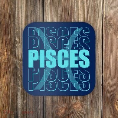 Retro Pisces Zodiac Symbol Coaster