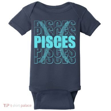 Retro Pisces Zodiac Symbol Baby Bodysuit