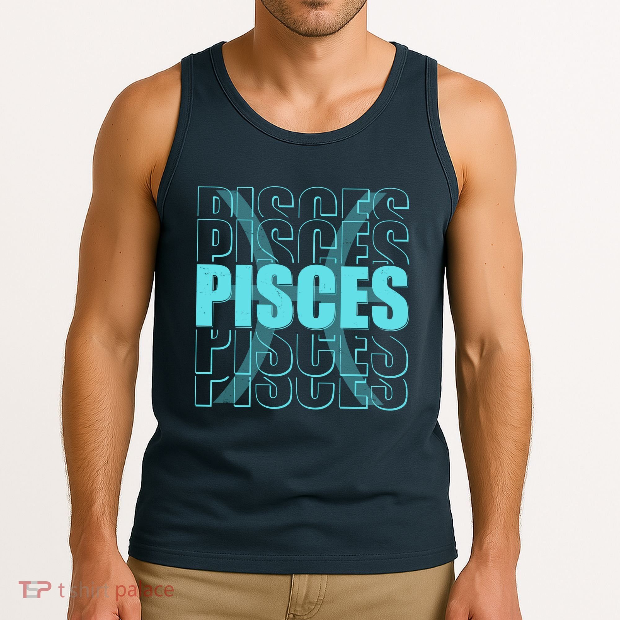 Retro Pisces Zodiac Symbol Tank Top