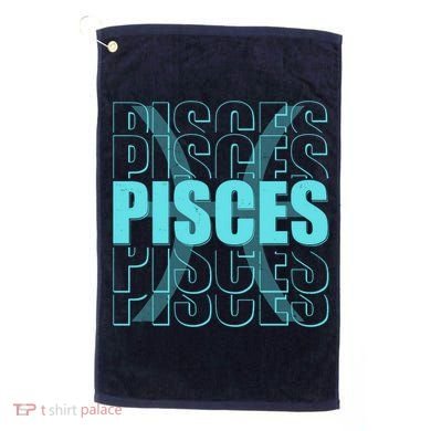 Retro Pisces Zodiac Symbol Golf Towel
