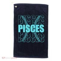 Retro Pisces Zodiac Symbol Golf Towel thumb 0