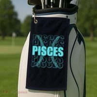 Retro Pisces Zodiac Symbol Golf Towel thumb 2