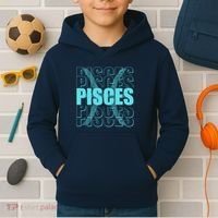 Retro Pisces Zodiac Symbol Kids Hoodie thumb 2