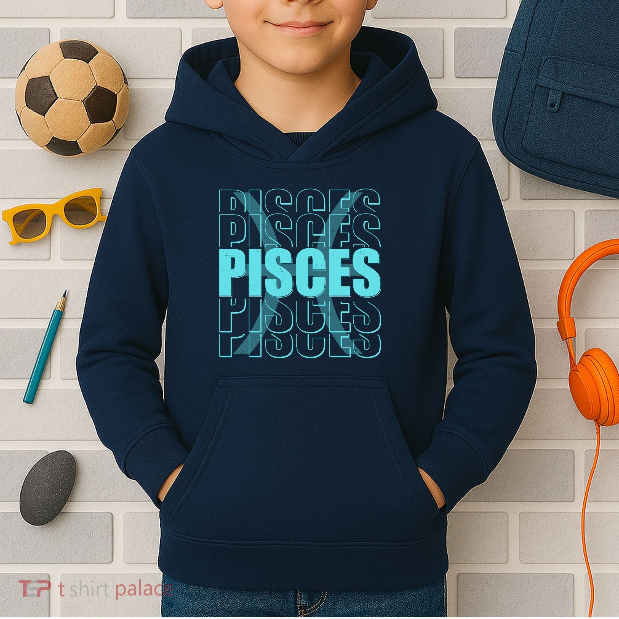 Retro Pisces Zodiac Symbol Kids Hoodie