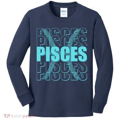 Retro Pisces Zodiac Symbol Kids Long Sleeve Shirt