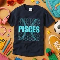 Retro Pisces Zodiac Symbol Kids T-Shirt thumb 3