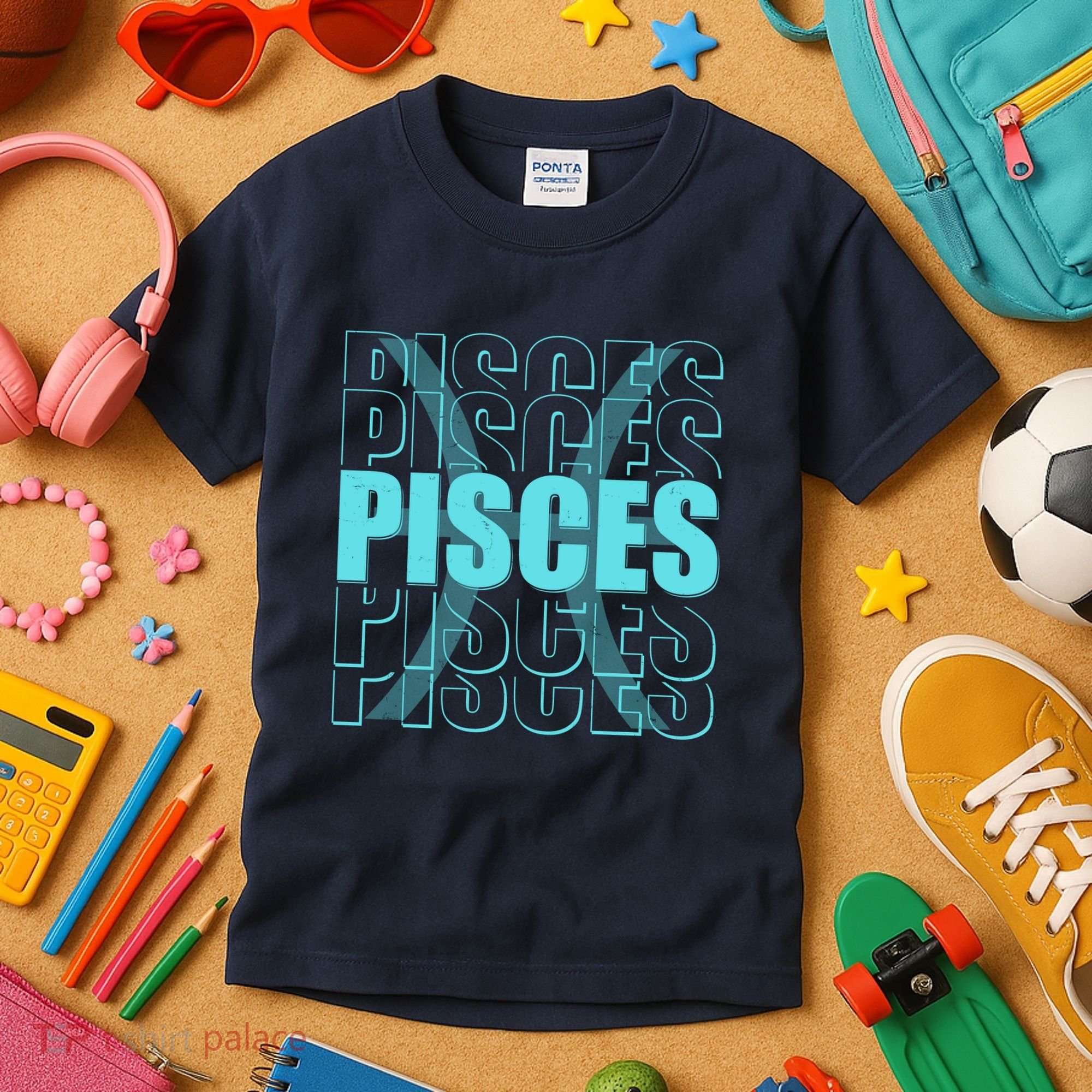 Retro Pisces Zodiac Symbol Kids T-Shirt