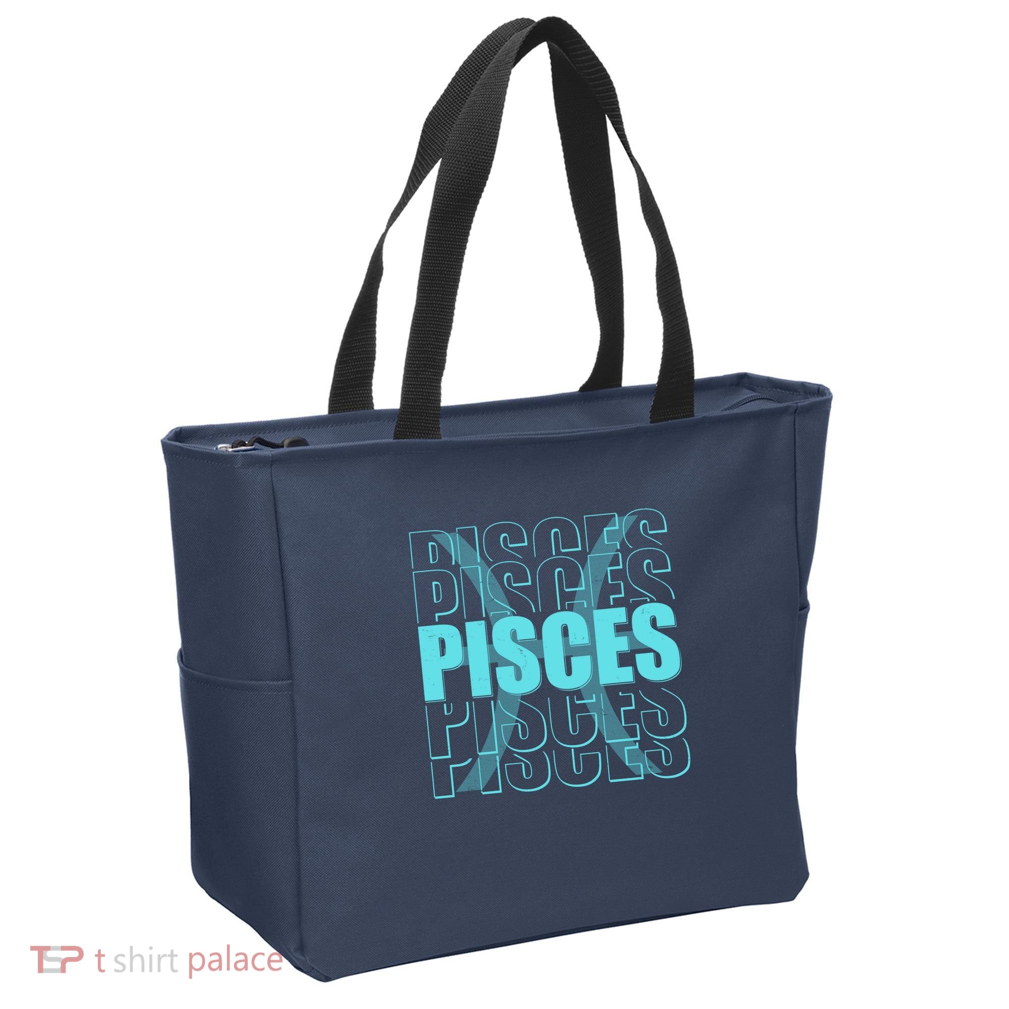 Retro Pisces Zodiac Symbol Tote Bag
