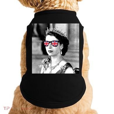 RIP Queen Elizabeth British Flag Sunglasses Doggie Tank