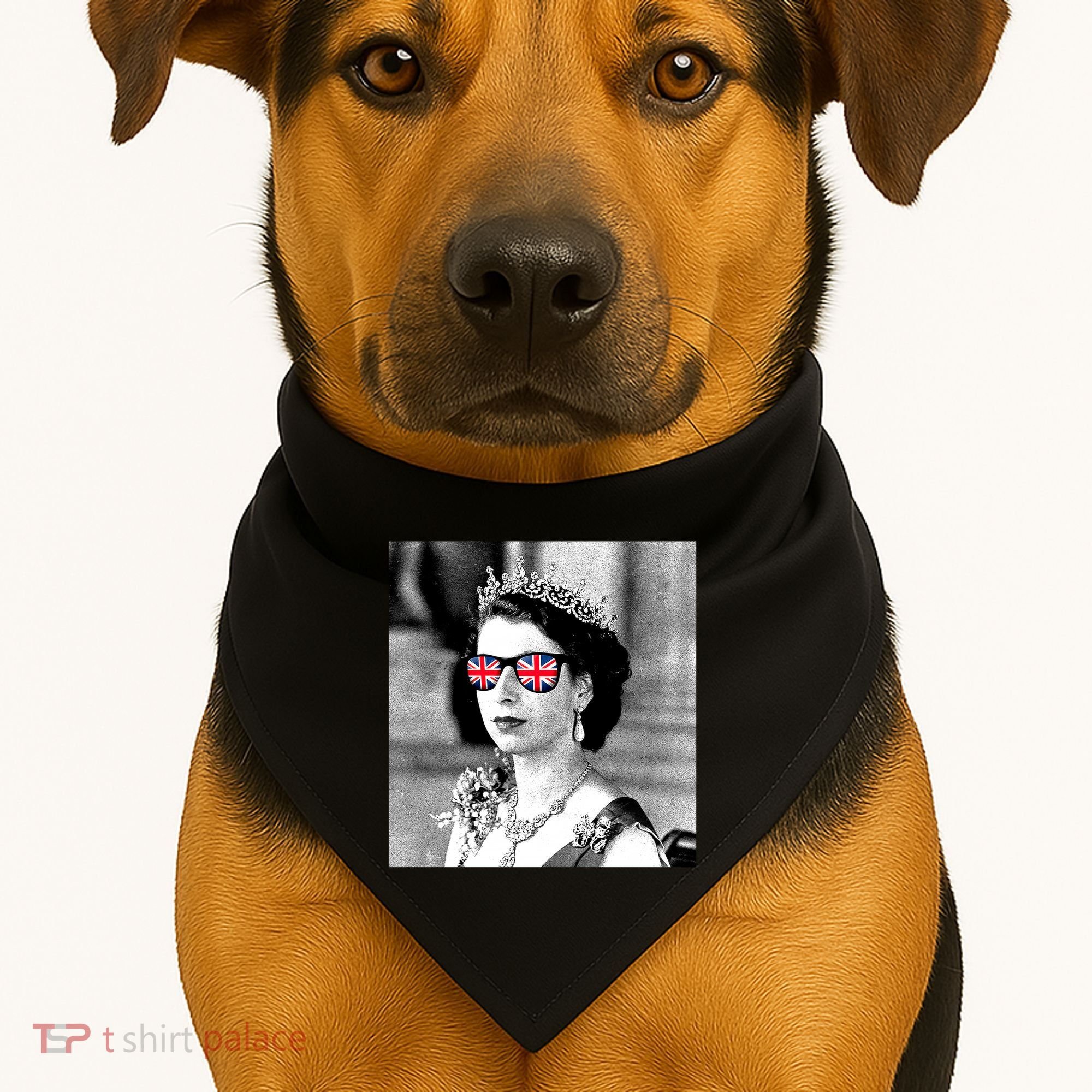 RIP Queen Elizabeth British Flag Sunglasses USA-Made Doggie Bandana