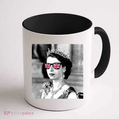 RIP Queen Elizabeth British Flag Sunglasses Coffee Mug back