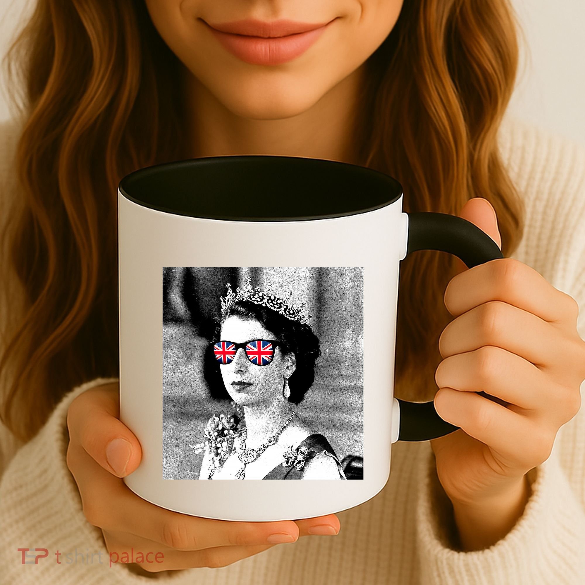 RIP Queen Elizabeth British Flag Sunglasses Coffee Mug