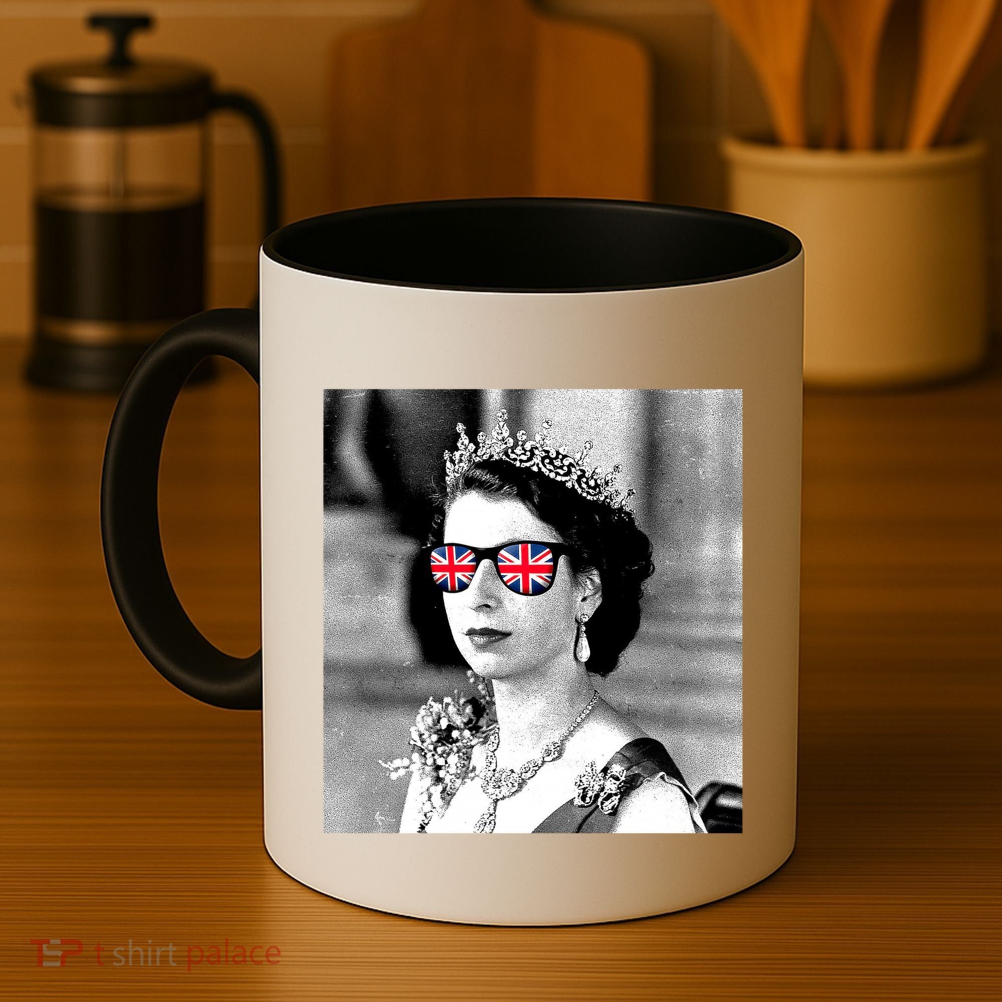 RIP Queen Elizabeth British Flag Sunglasses Coffee Mug