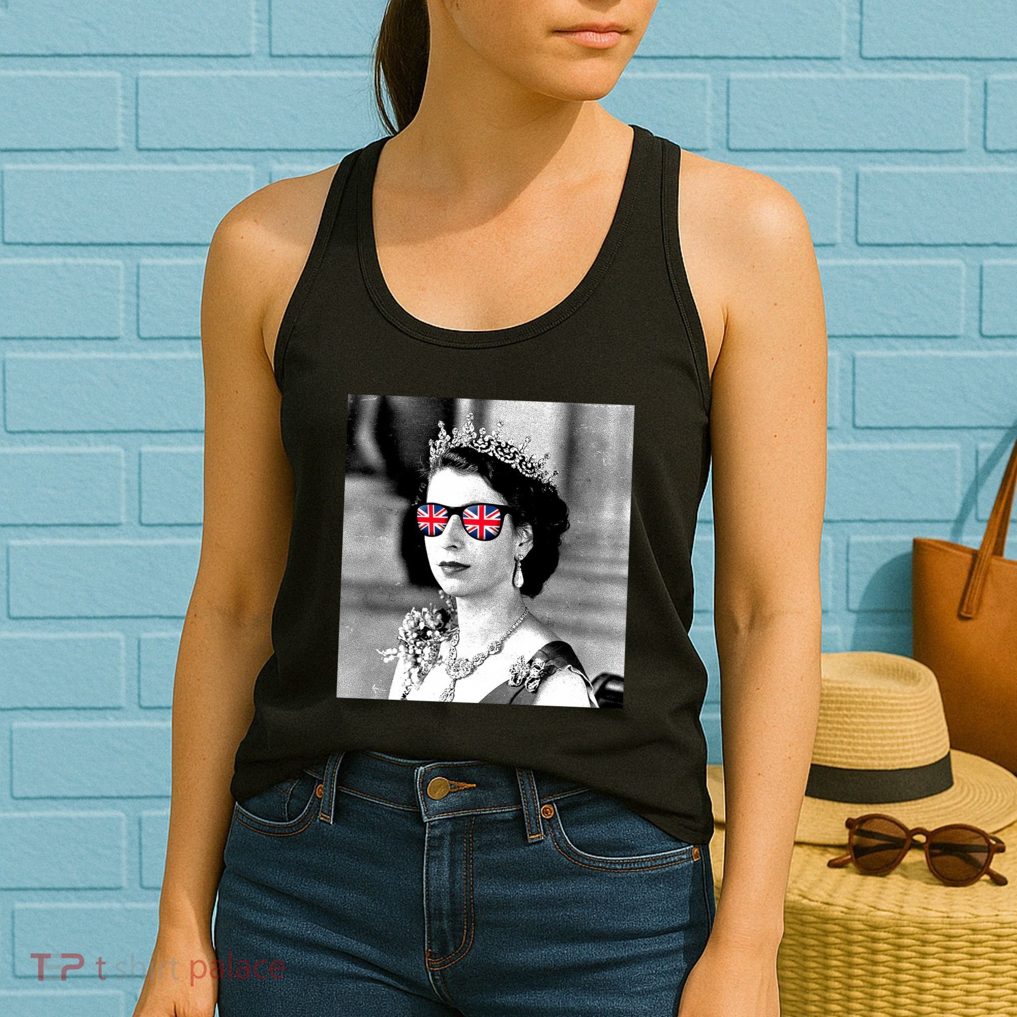 RIP Queen Elizabeth British Flag Sunglasses Women's Tank Top