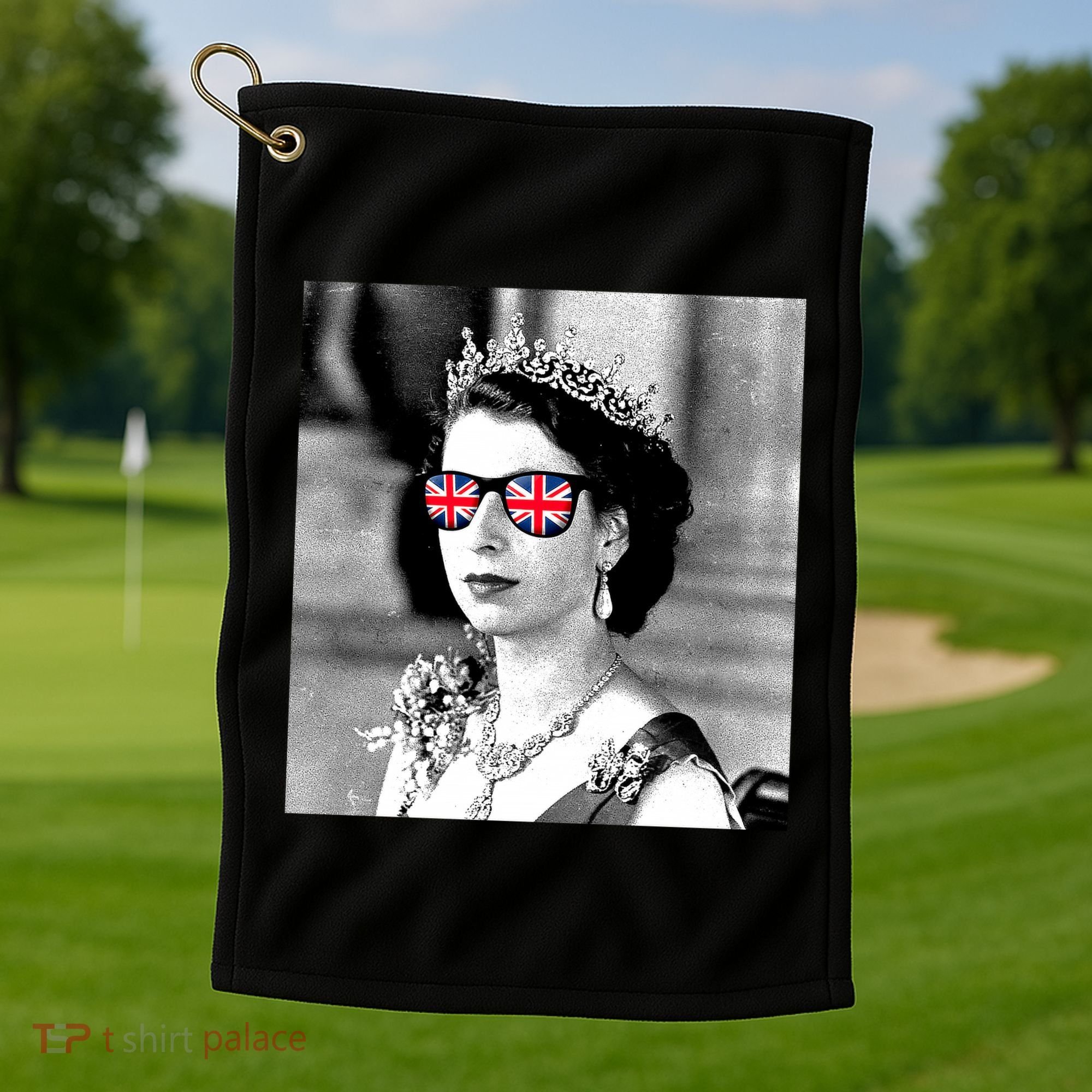 RIP Queen Elizabeth British Flag Sunglasses Golf Towel