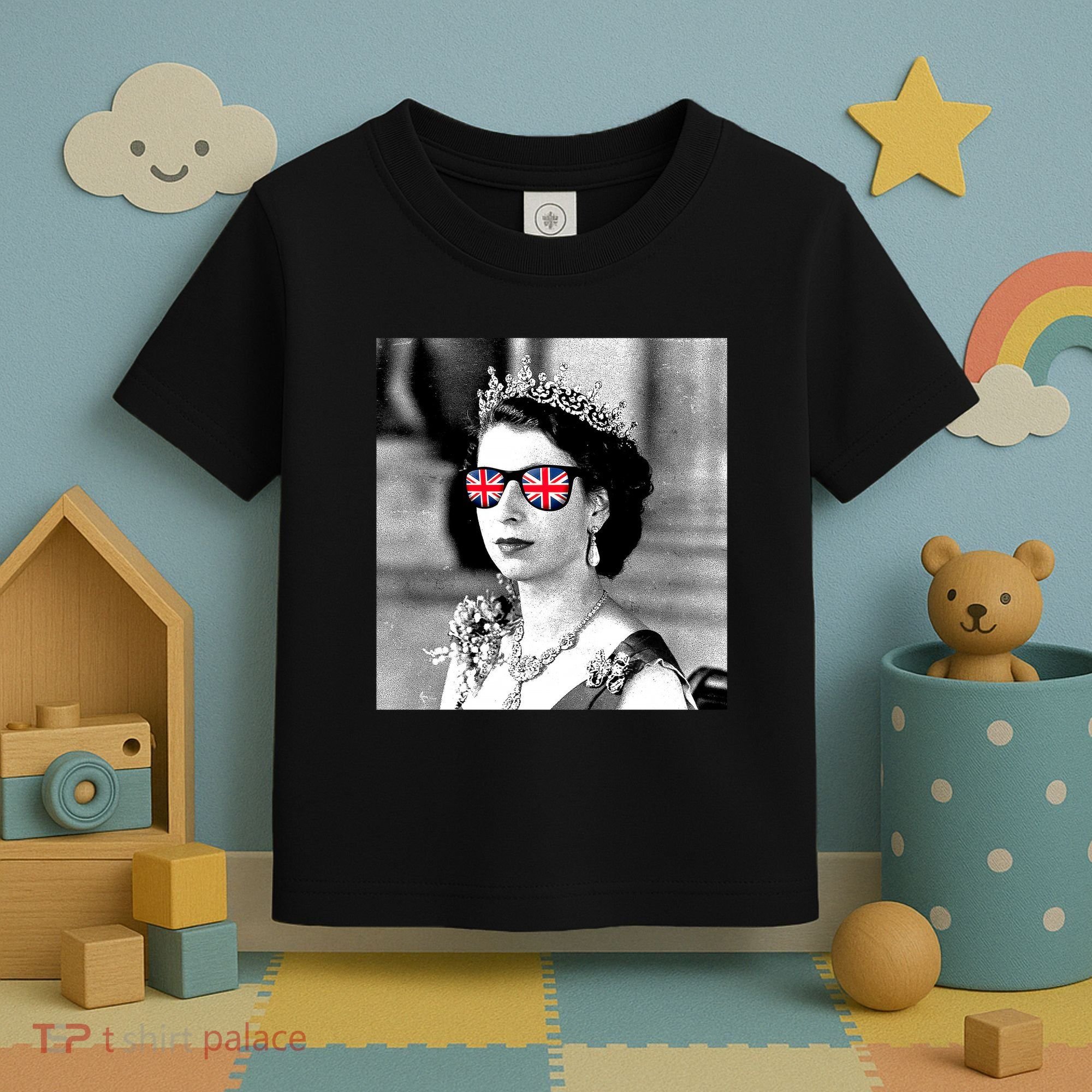 RIP Queen Elizabeth British Flag Sunglasses Toddler T-Shirt