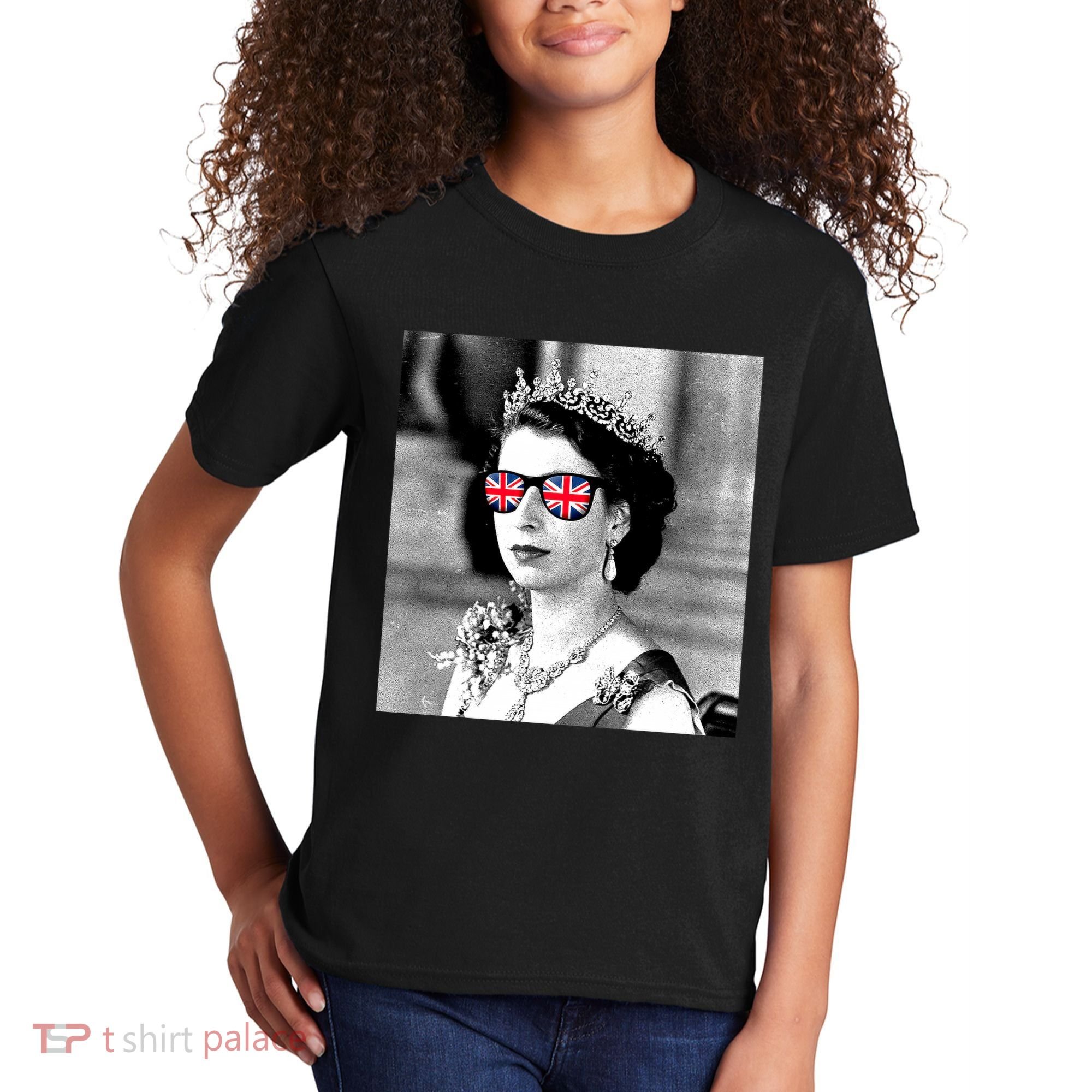 RIP Queen Elizabeth British Flag Sunglasses Kids T-Shirt