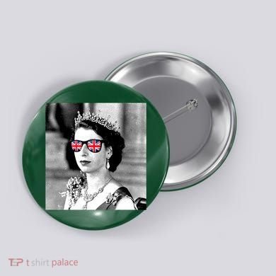 RIP Queen Elizabeth British Flag Sunglasses Button