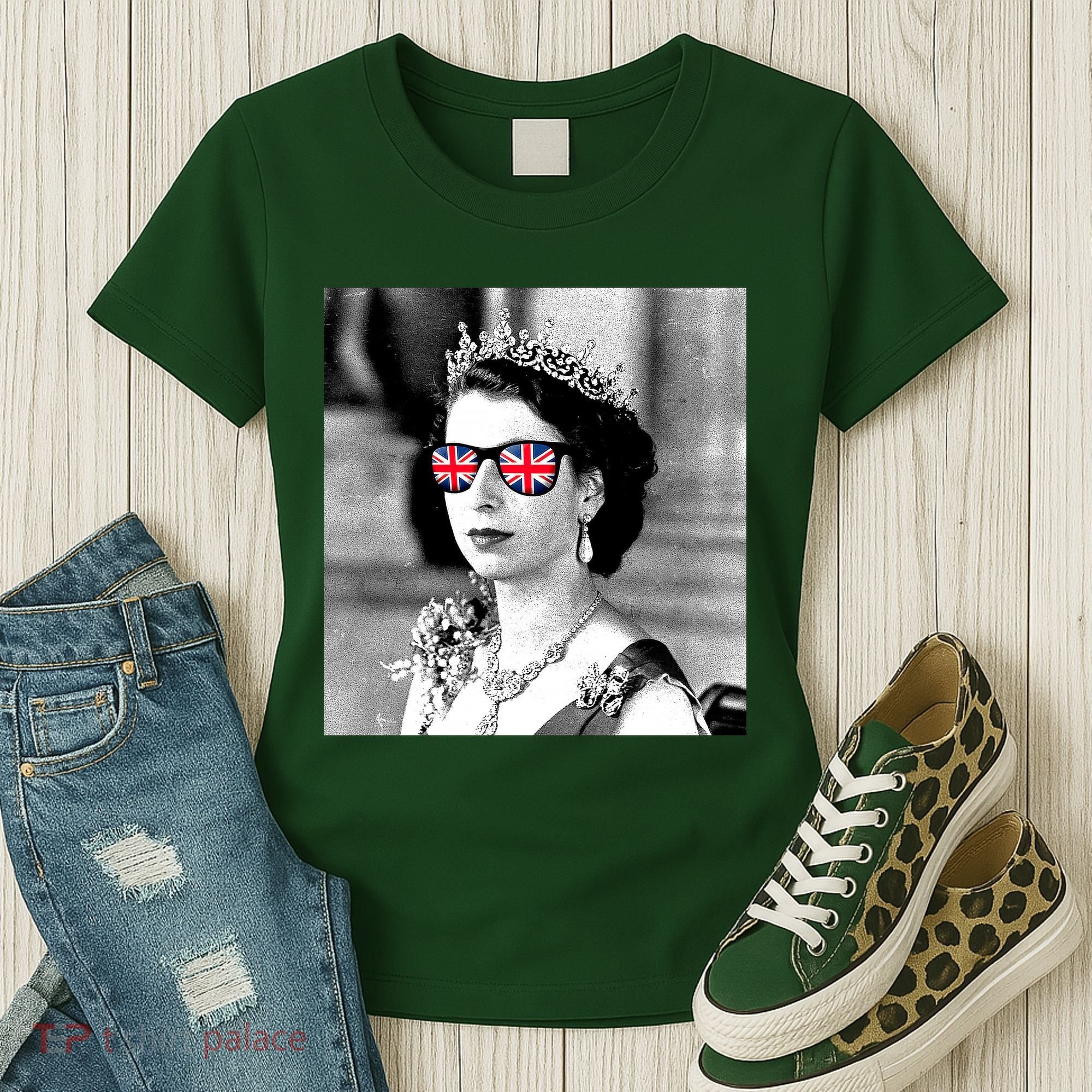 RIP Queen Elizabeth British Flag Sunglasses Women's T-Shirt