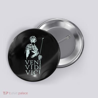 Roman Quotes Julius Caesar Figure Veni Vidi Vici Button