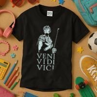 Roman Quotes Julius Caesar Figure Veni Vidi Vici Kids T-Shirt thumb 3