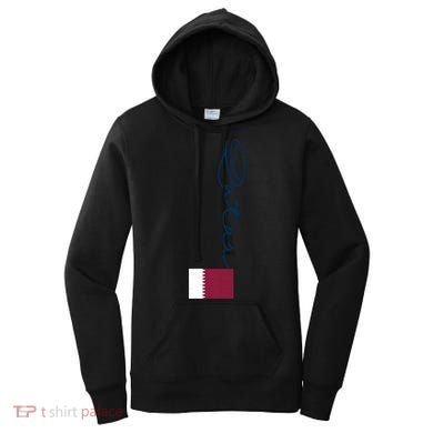Retro Qatar Patriotic Vintage Pole Flag Gift Women's Hoodie