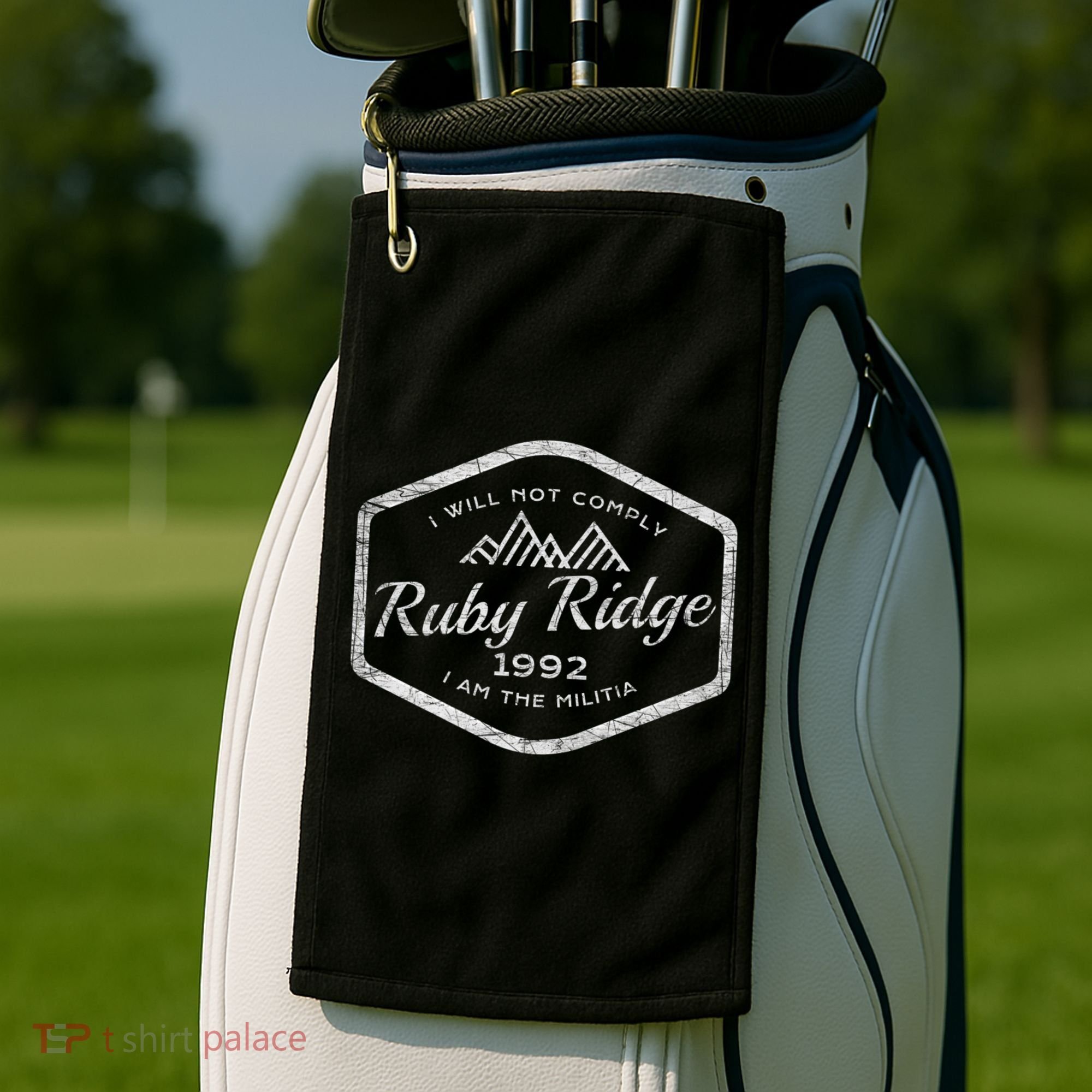 Ruby Ridge 1992. I Will Not Comply. Premium Golf Towel