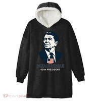 Ronald Reagan 40th President Minimalistic Hooded Wearable Blanket thumb 0
