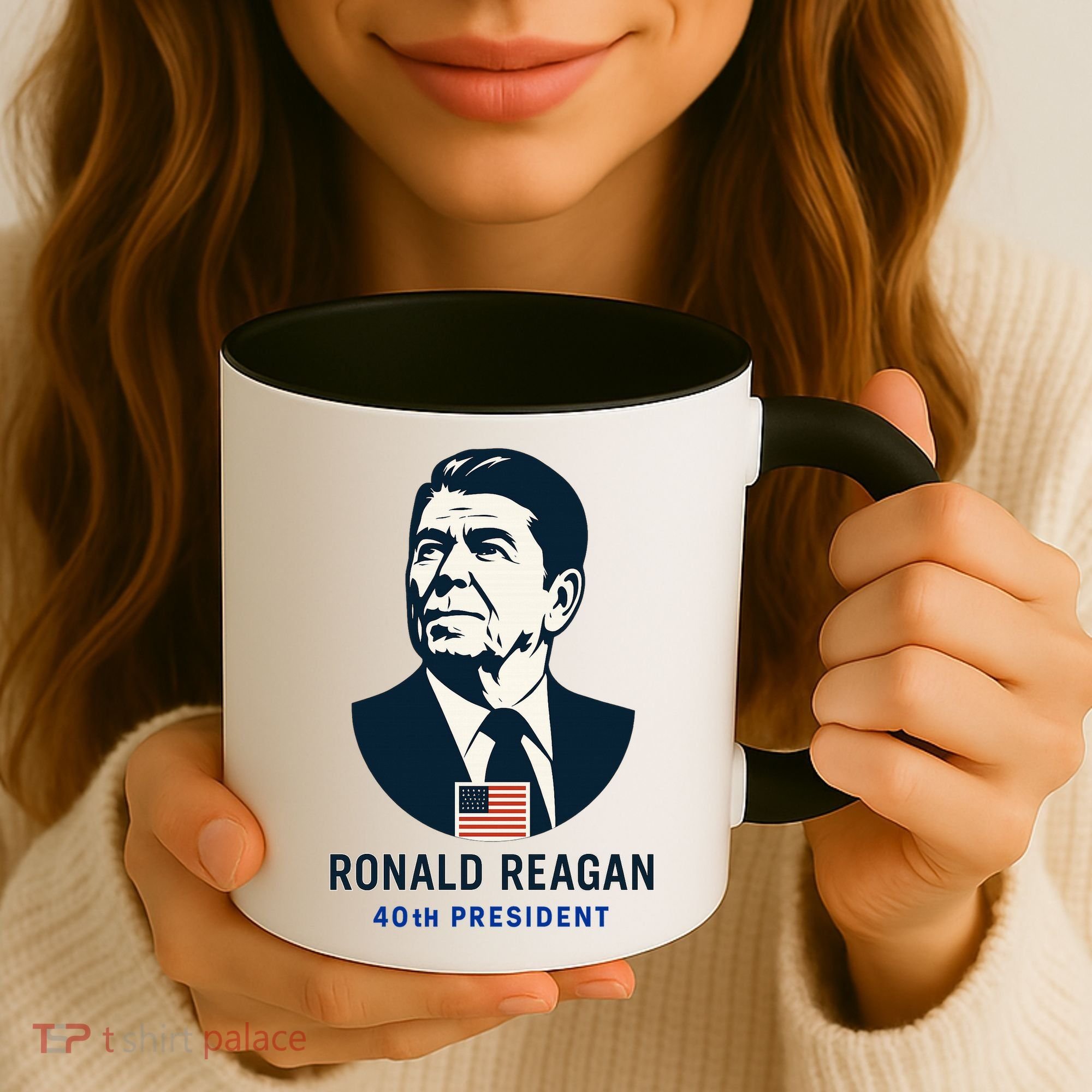 Ronald Reagan 40th President Minimalistic Coffee Mug
