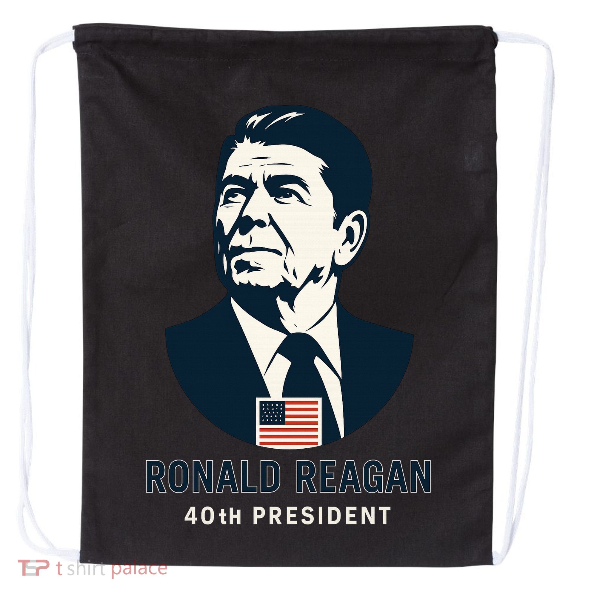 Ronald Reagan 40th President Minimalistic Drawstring Bag