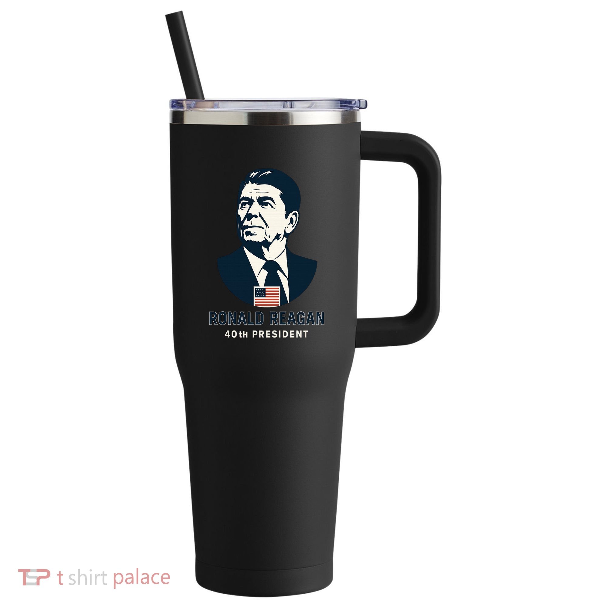 Ronald Reagan 40th President Minimalistic 40oz Vacuum Insulated Stainless Steel Travel Tumbler