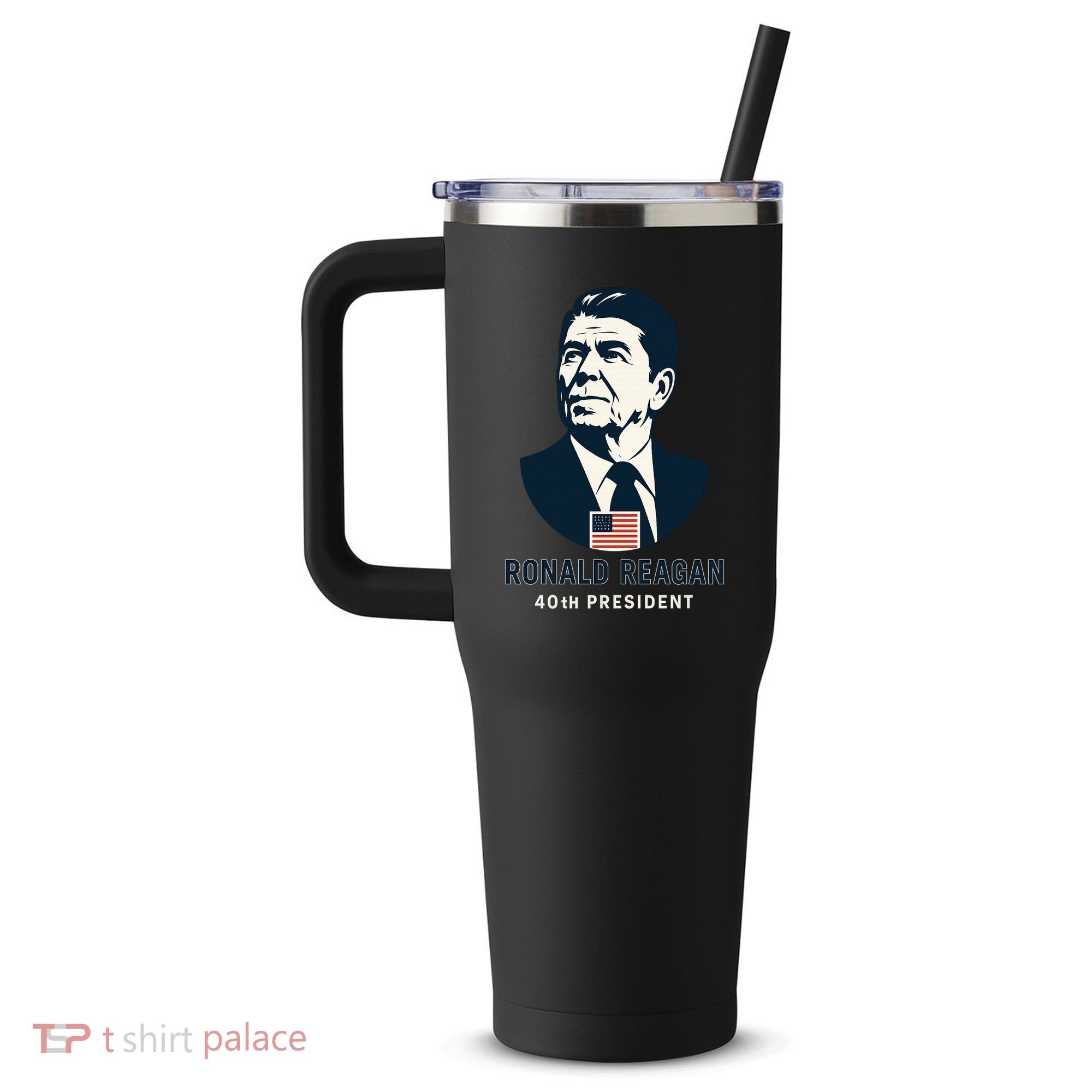 Ronald Reagan 40th President Minimalistic 40oz Vacuum Insulated Stainless Steel Travel Tumbler