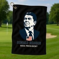 Ronald Reagan 40th President Minimalistic Golf Towel thumb 1