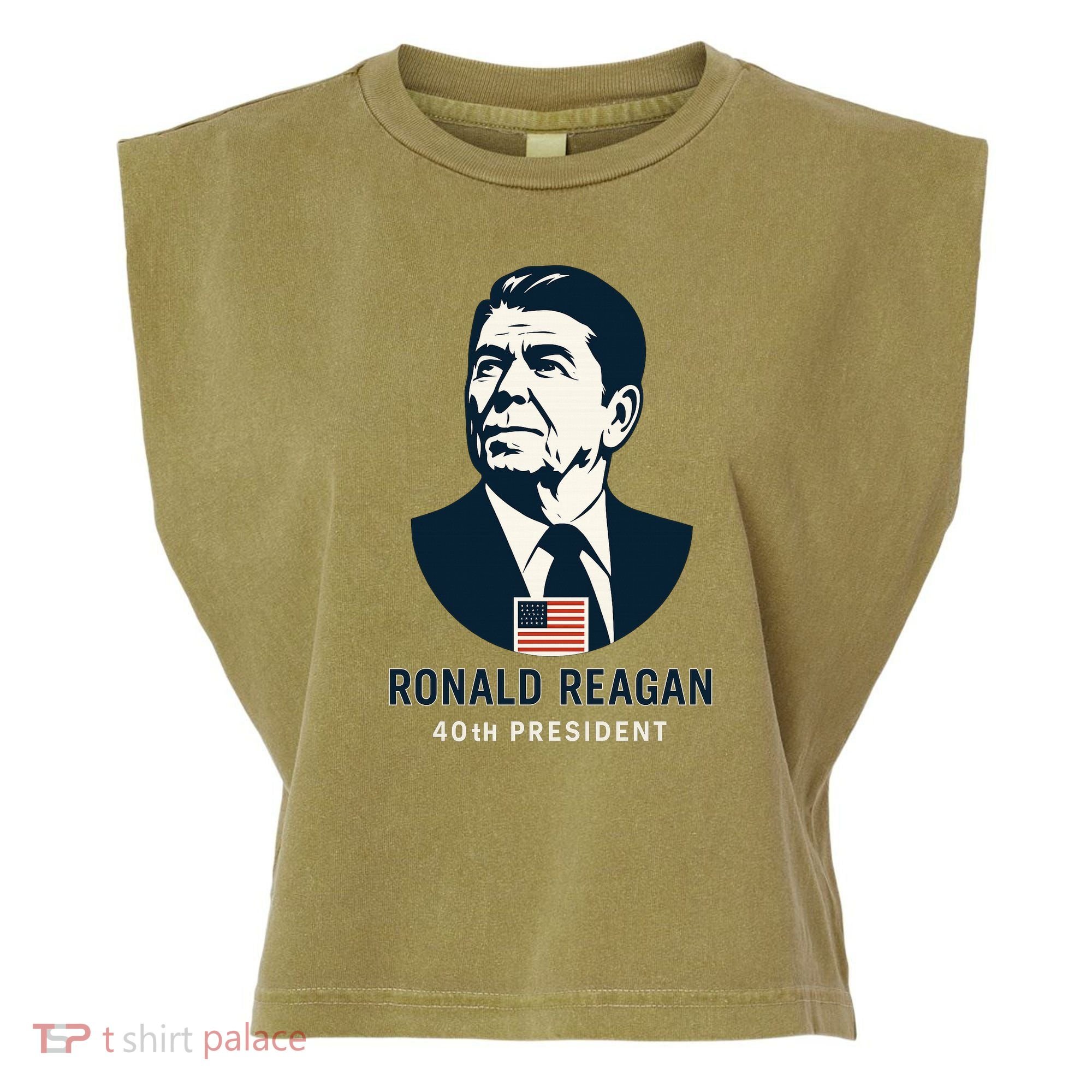 Ronald Reagan 40th President Minimalistic Garment-Dyed Women's Muscle Tee