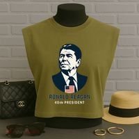 Ronald Reagan 40th President Minimalistic Garment-Dyed Women's Muscle Tee thumb 3