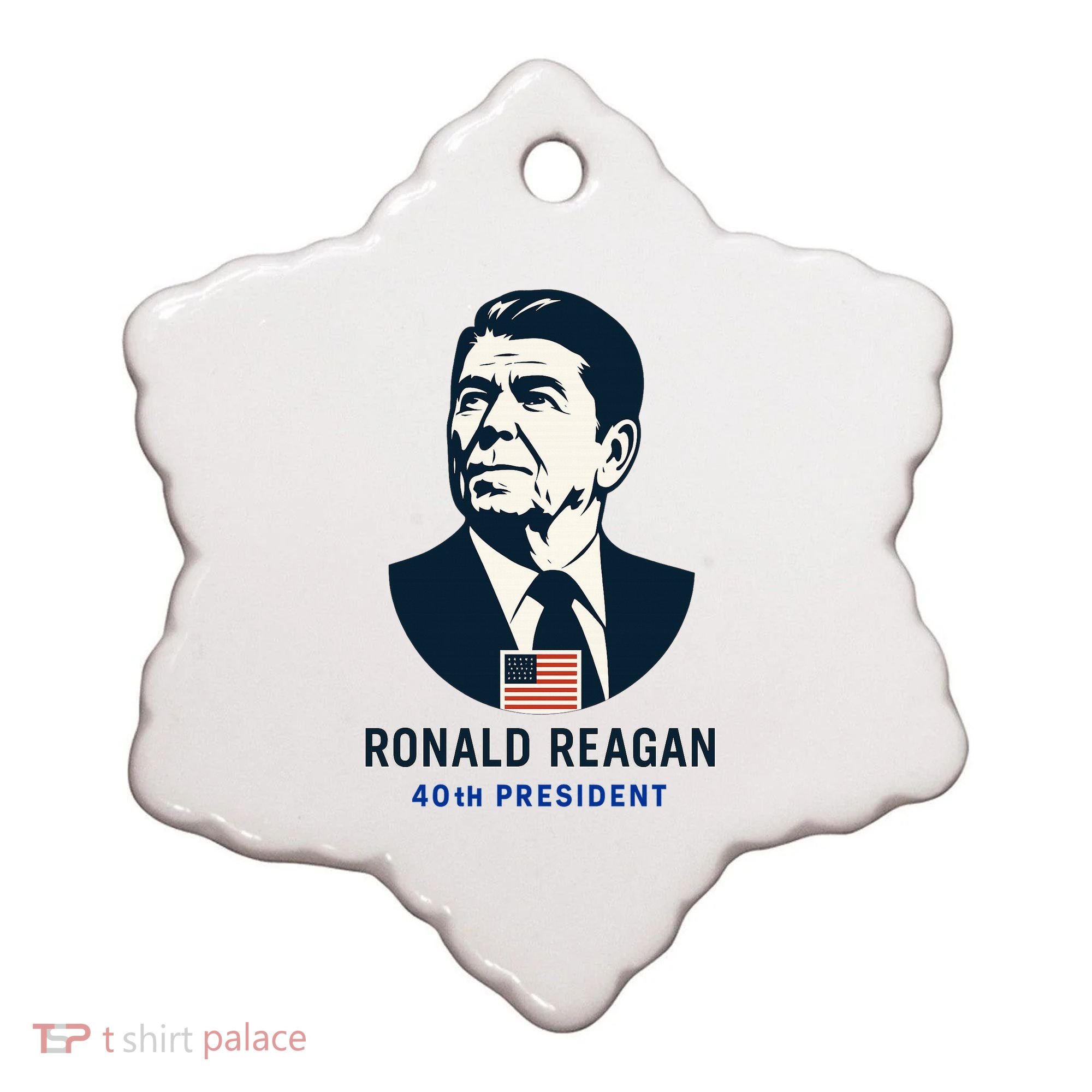 Ronald Reagan 40th President Minimalistic Ceramic Ornament