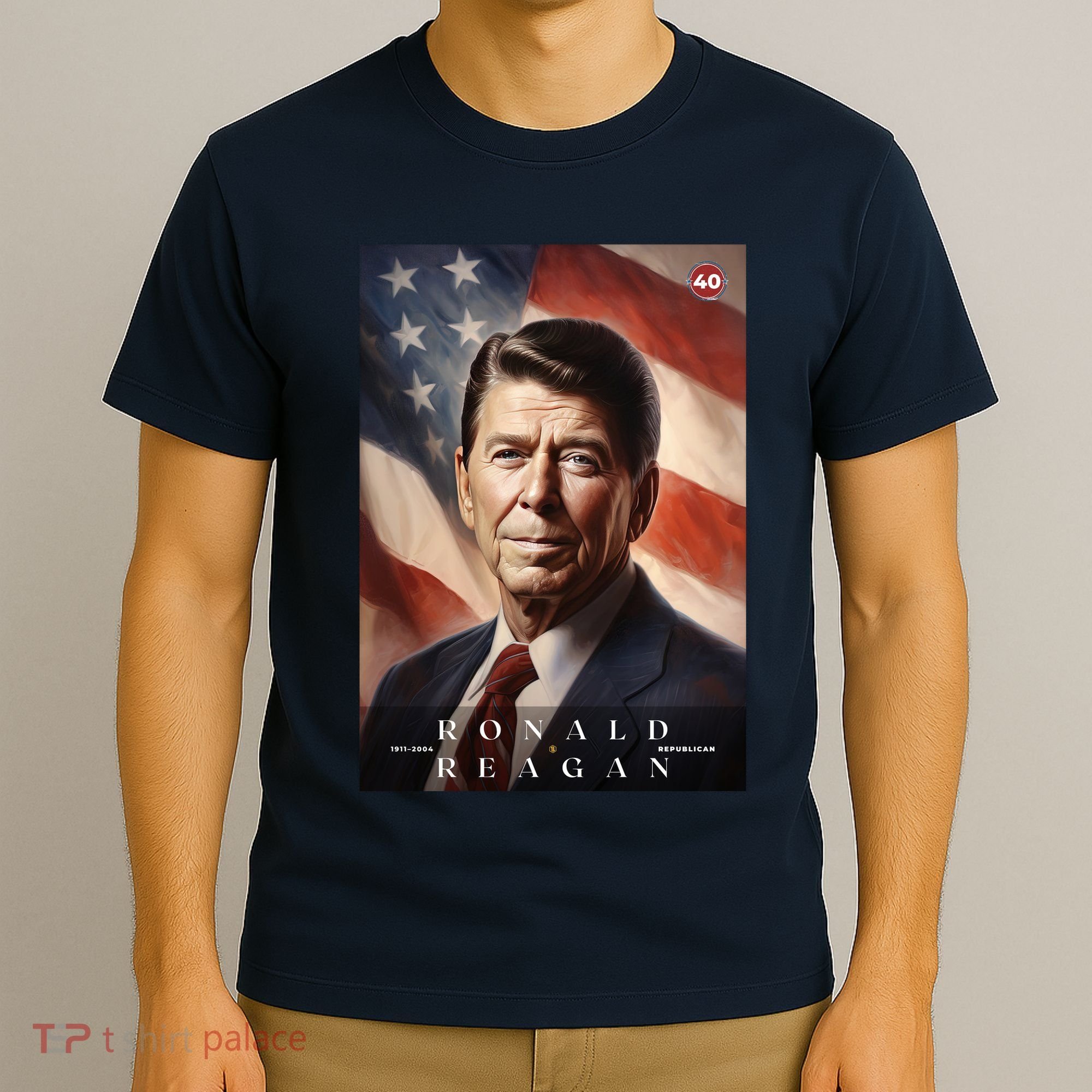 Ronald Reagan 40th President Of The United States Portrait T-Shirt
