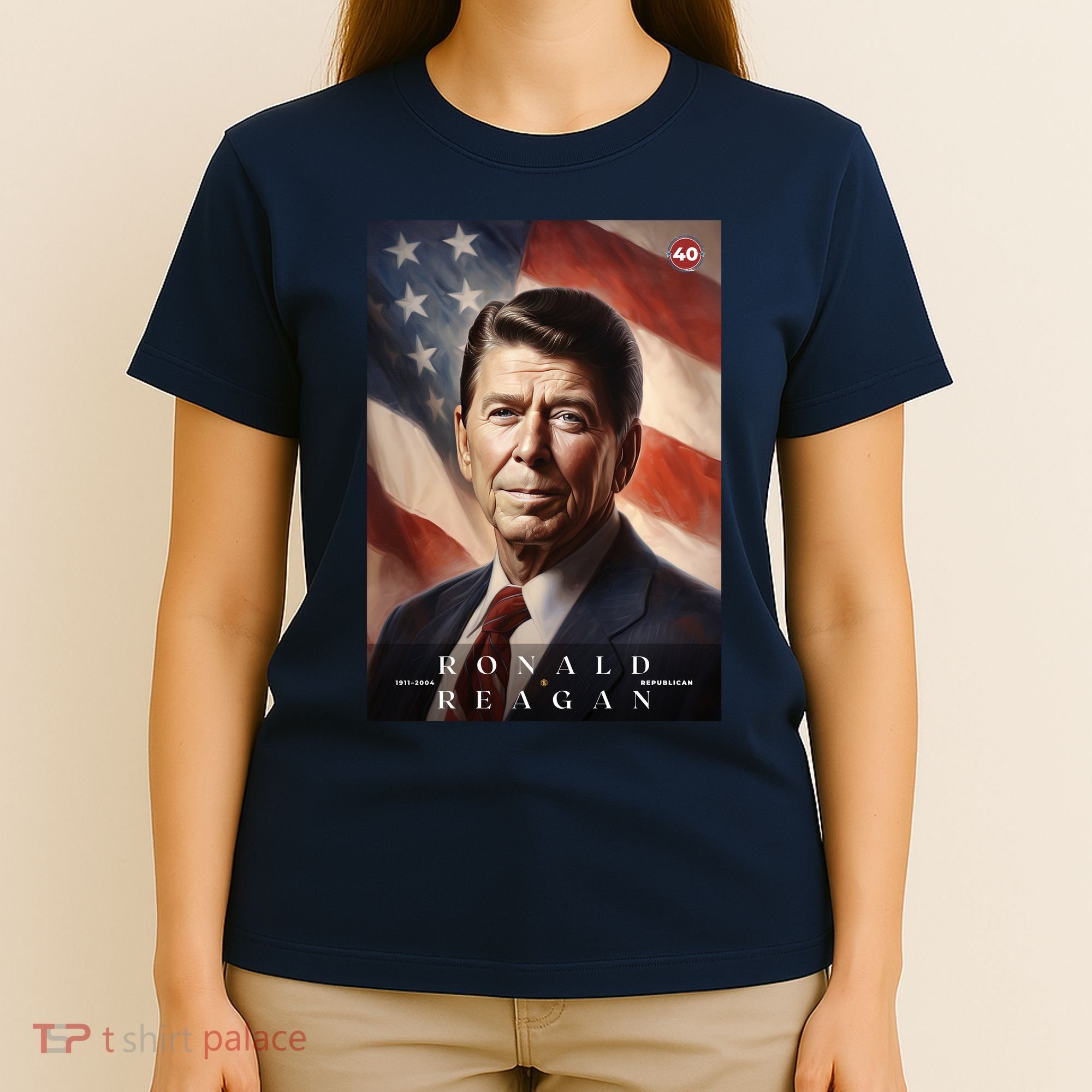 Ronald Reagan 40th President Of The United States Portrait T-Shirt