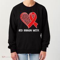 Red Ribbon Awareness Week Leopard Print Heart Women's Sweatshirt thumb 0