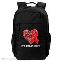 Red Ribbon Awareness Week Leopard Print Heart Backpack thumb 0