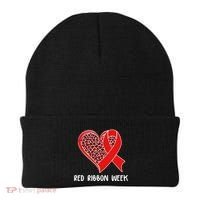 Red Ribbon Awareness Week Leopard Print Heart Beanie thumb 0