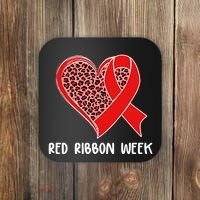 Red Ribbon Awareness Week Leopard Print Heart Coaster thumb 0
